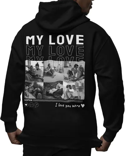 Vista 39 de Sudaderas con capucha personalizadas diseñan el tuyo propio, retrato de camisa de la foto, regalos personalizados para el día de San Valentín