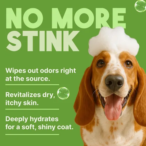 Vista 4 de TropiClean Champú desodorante para perros malolientes, potente control de olores, seguro para cachorros, fabricado en los Estados Unidos, aroma