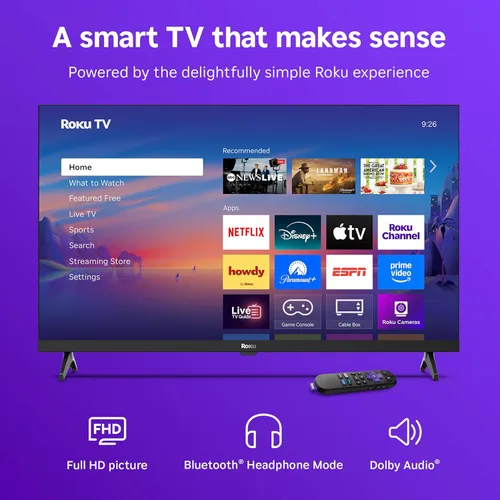 Vista 3 de Roku Smart TV 2025 - Serie Select de 32 pulgadas, TV Full HD 1080p - Roku TV con control remoto por voz - Televisión LED de pantalla plana con Wi-Fi