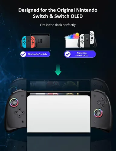 Vista 5 de NexiGo Control inalámbrico Joypad para Nintendo SwitchSwitch OLED controlador Joypad con vibración turbo mapeo y luz LED apagado