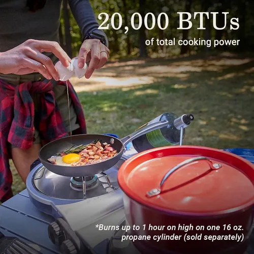 Vista 6 de Coleman Fold ‘N Go 2-Burner Propane Stove, Dual Adjustable Burners with 20,000 BTUs of Power & InstaStart Ignition, Great for Camping, Tailgating