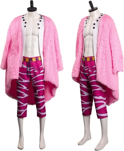 Vista 6 de Traje de cosplay de anime para hombre, chaqueta rosa, abrigo, uniforme, pantalones, camisa, capa roja, cinturón, Halloween Estilo 1