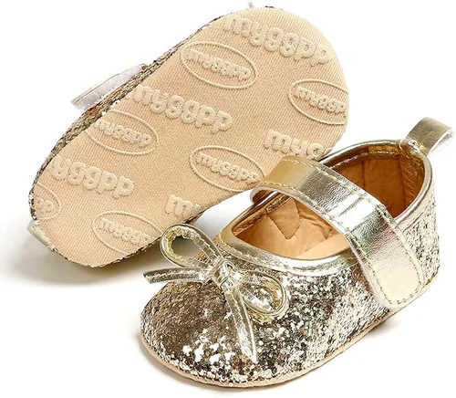 Vista 3 de Antheron Baby Girls Mary Jane Flats - Mocasines para bebé con suela suave, diseño floral brillante
