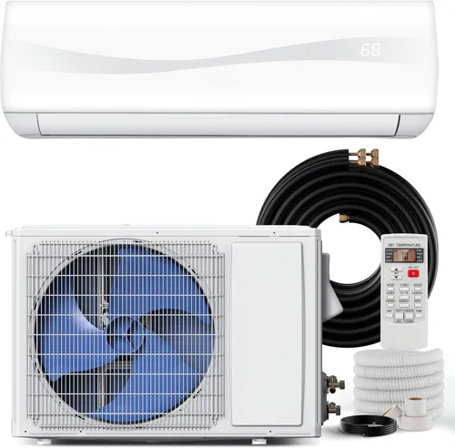 Vista 11 de SIMOE Mini sistema de aire acondicionado dividido y calefacción, 18000BTU, unidad de CA sin conductos montada en la pared 19 SEER con bomba de calor
