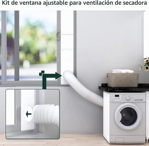 Vista 4 de Flehomo Kit de ventana de ventilación de secadora, kit de ventilación de secadora para manguera de secadora de 4 pulgadas de diámetro, kit