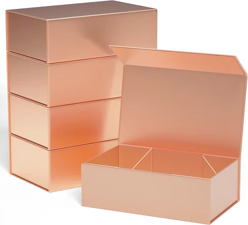 Vista 22 de Caja de regalo negra de 10" x 6" x 3" con tapa de cierre magnético, caja de regalo para regalos, cajas de regalo de dama de honor, caja bonita, caja