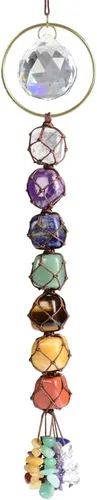Vista 9 de Adornos colgantes de cristal hechos a mano para ventana de coche, 7 chakras, decoración del hogar, Feng Shui, ornamento de yoga y meditación