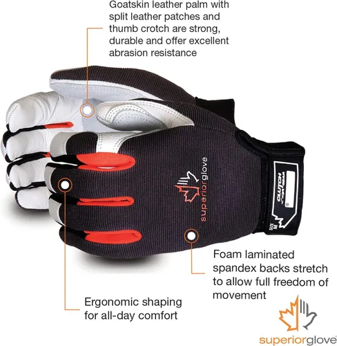 Vista 2 de Guantes de cuero mecánico - Equipo de embrague de protección de mano resistente (1 par) MXGCE