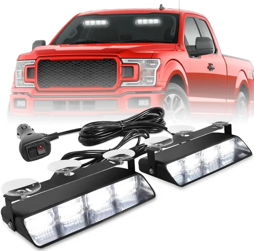 Vista 19 de HLauto 2002L Luces estroboscópicas de emergencia para salpicadero: luces de seguridad ámbar, luces de advertencia intermitentes para parabrisas