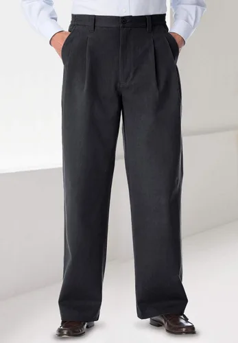 Vista 5 de KingSize Pantalón alto sin arrugas doble plisado con cintura elástica lateral para hombre