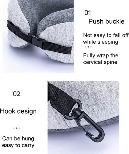 Vista 4 de JYYBN Almohada cervical para viajes, almohada cervical de viaje mejorada para avión 100% espuma viscoelástica pura para dormir y descansar la cabeza