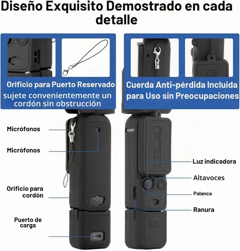Vista 3 de Funda de silicona para osmo Pocket 3 Funda protectora para DJI Pocket 3 Protector de lente resistente a los arañazos Funda compatible con DJI OSMO