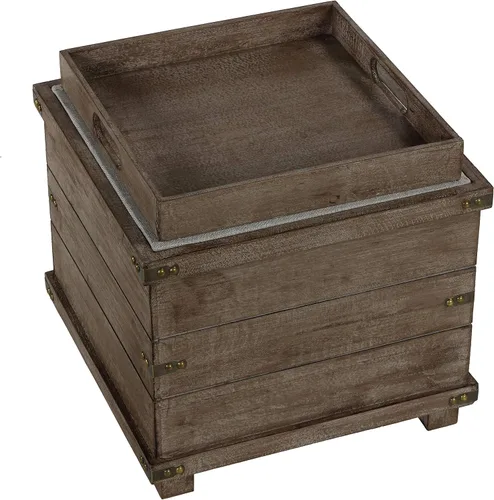 Vista 8 de Cortesi Home Scusset - Bandeja otomana de almacenamiento en tela y madera, gris, 15.75 pulgadas de ancho x 15.75 pulgadas de largo x 15.5 pulgadas