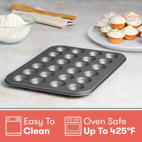 Vista 2 de Cooking Light Mini molde para muffins de acero al carbono con revestimiento de liberación rápida, antiadherente, apto para hornear, rendimiento
