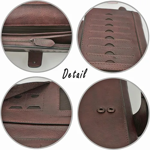 Vista 6 de Cartera para mujer de piel auténtica Dip Dye Organizador de tarjetas para damas de gran capacidad
