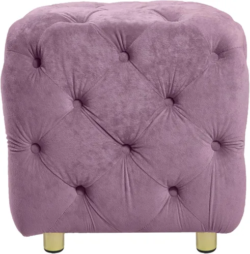 Vista 6 de Otomana cuadrada tapizada de terciopelo, moderna y suave, taburete de maquillaje, asiento cómodo para sala de estar, dormitorio, entrada (morado)