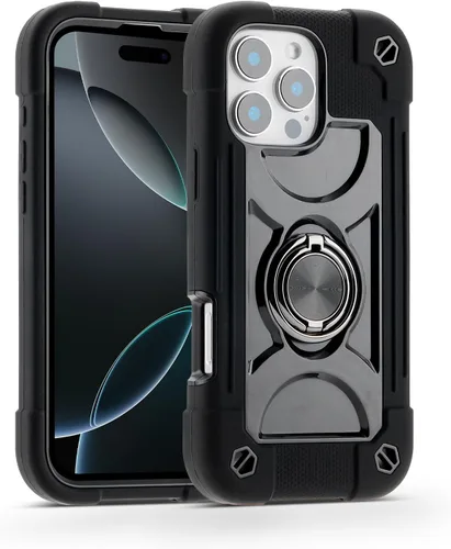 Vista 75 de MARKILL Funda compatible con iPhone 14 Pro de 6.1 pulgadas con soporte de anillo integrado, protección contra caídas de grado militar, carcasa Palta