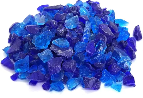 Vista 4 de (5 libras de mezcla de cobalto y azul de primera calidad, para interiores y exteriores, vidrio de fuego triturado para interiores y exteriores