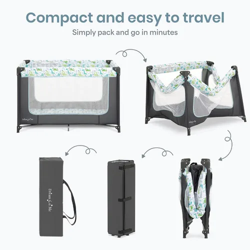 Vista 5 de Dream On Me Zodiak Corral portátil, compacto para viajes, bolsa de Gris/Verde