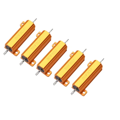 Vista 7 de 5pcs 50W 1 OHM aluminio alojado alambre herido resistencia tono oro