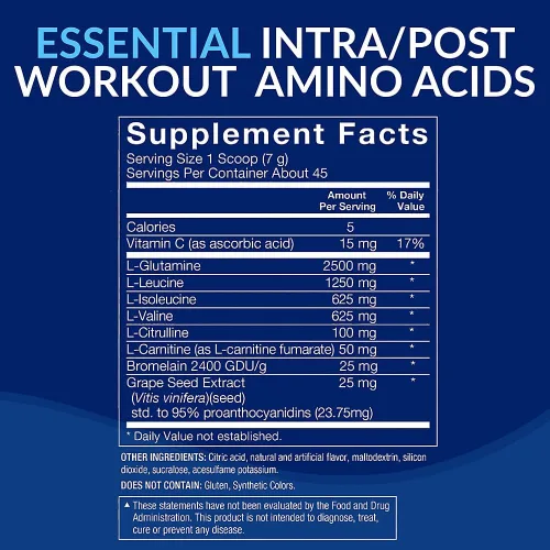 Vista 3 de BodyTech Critical Aminos XT - Aminoácidos en polvo con glutamina, citrulina y carnitina, aminoácidos esenciales para antes del entrenamiento