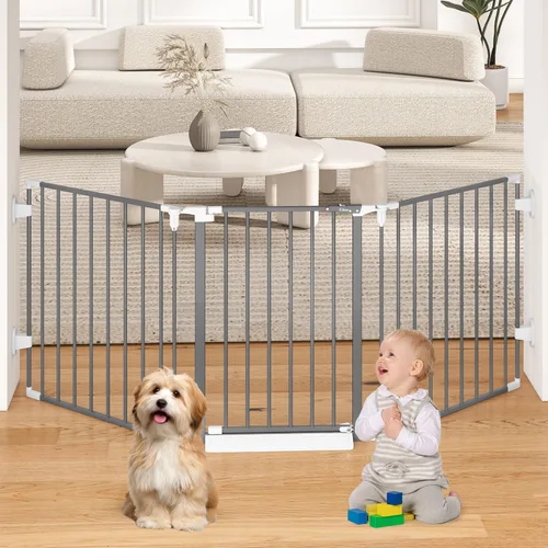 Vista 11 de Puerta de bebé extra ancha de 29.4-78 pulgadas, puertas largas para perros interiores para escaleras
