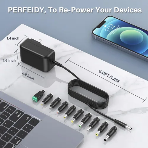 Vista 6 de Adaptador de CA del cargador del cable de alimentación de 32V 1.1A 1A con 10 tomas intercambiables