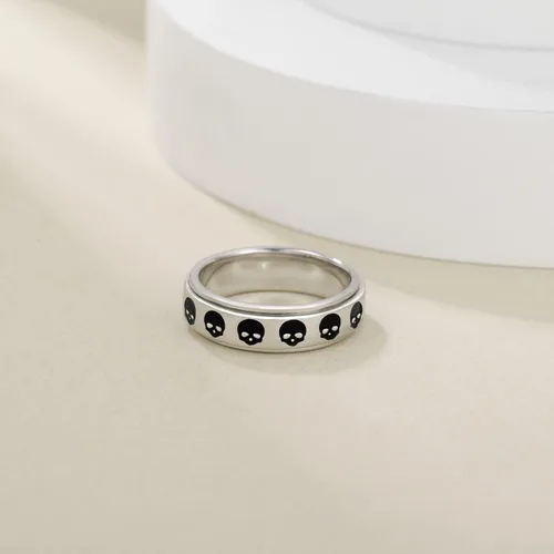 Vista 20 de YAFEINI Anillo giratorio de plata de ley con elefante, mal de ojo, abeja, cruz, cráneo, montaña, luna triple, conejo, anillo giratorio