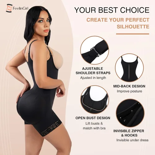 Vista 5 de FeelinGirl Fajas Post Surgery Compression Garment Stage 2 Faja Postparto Shapewear for Women Latex Shapers Crotchless