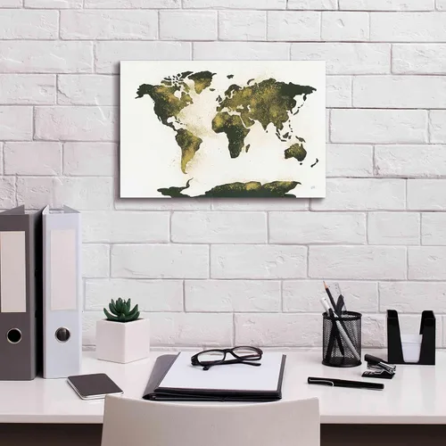 Vista 3 de Epic Graffiti 'World Map Gold Dust' por Chris Paschke, lienzo de arte para pared, 18 x 12 pulgadas