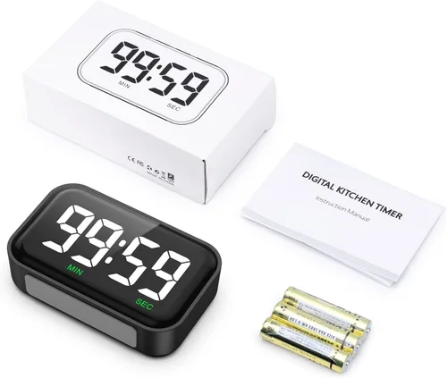 Vista 9 de Temporizador digital de cocina, temporizador digital con pantalla LED grande, temporizador magnético para el aula con cuenta regresiva, 3 niveles