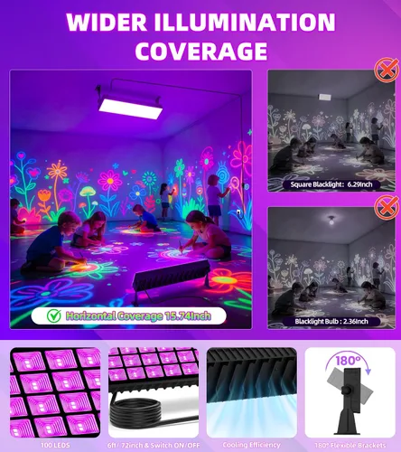 Vista 8 de TigQiang Luz negra de 120 W, luz negra para fiesta que brilla