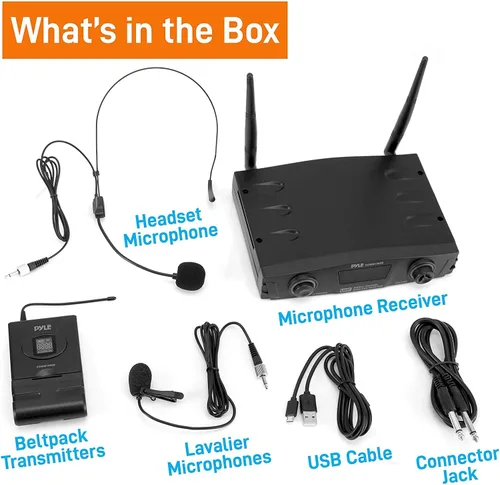 Vista 8 de PYLE Sistema de micrófono inalámbrico UHF compacto - Juego de receptor de micrófono digital de escritorio profesional de 1 canal con transmisor