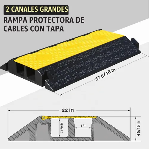Vista 3 de Rampa protectora de cable extensible de 2 canales, cubierta