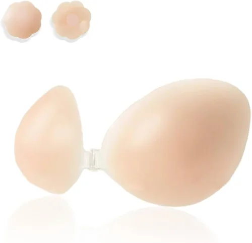 Vista 9 de JIFRONT Brasier adhesivo, brasier autoadhesivo, brasier de silicona reutilizable invisible sin tirantes, sujetadores sin espalda para mujer
