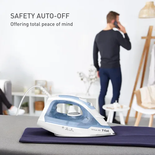 Vista 6 de T-Fal Virtuo Plancha de vapor para ropa, vaporizador de ropa, ráfaga de vapor y aerosol, plancha portátil y vaporera para ropa, suela antiadherente