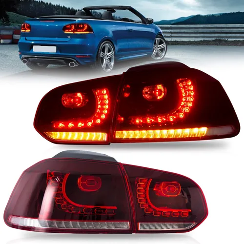 Vista 7 de VLAND Luces traseras para Golf 6ª generación 2010-2014, con señal de giro secuencial, rojo ahumado