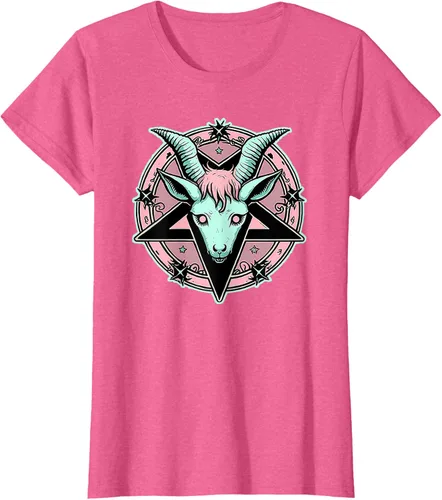 Vista 86 de Camiseta Kawaii Paste Creepy Goat Pentacle, Negro