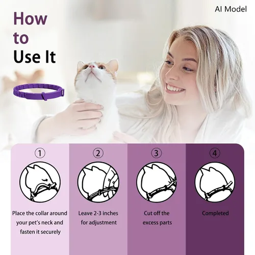 Vista 6 de Calming Collar for Cats, Pheromone Cat Calming Collar for Anxiety Relief & Stress, Adjustable Water Resistant Breakaway Calming Collars, Natural