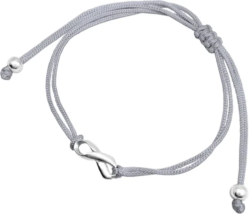 Vista 2 de Gray Thread Friendship Support Bracelet, Small Handmade Sterling Silver Ribbon Shaped Charm. Aware for Brain Tumor Cancer, Parkinson's, Aphasia.
