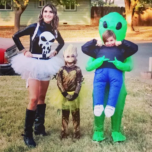 Vista 2 de Disfraz inflable de alienígena para Halloween disfraz de extraterrestre inflable para Halloween Pascua o Navidad