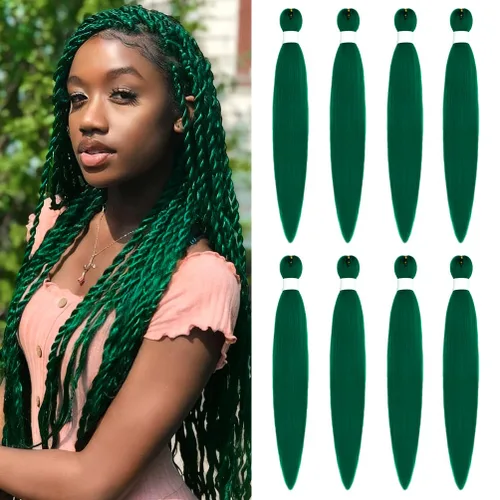 Vista 21 de 8 paquetes de extensiones preestiradas - 16 pulgadas de cabello trenzado premium, 55G/paquete, sin picazón, fijación en agua caliente, textura Perm