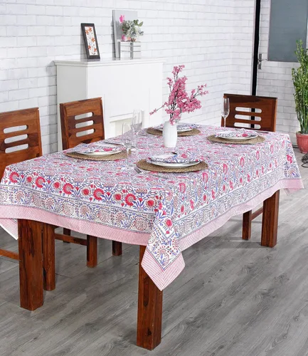 Vista 324 de Ridhi Mantel cuadrado con estampado de bloques de mano de caléndula ámbar
