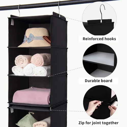 Vista 6 de GRANNY SAYS Organizador Colgante de 6 Estantes para Closet, Separable en 2 Paquetes de 3 Estantes Colgantes, Organizador Colgante para Dormitorio, 6