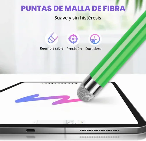 Vista 3 de Lápiz capacitivo extralargo para pantallas táctiles [5 puntas de malla de fibra] compatibles con iPad, iPhone, Android, tablet, laptop, Chromebook