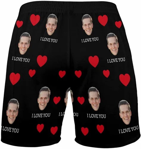 Vista 5 de Pantalones de pijama personalizados para la cara, pantalones cortos de pijama personalizados con fotos para dormir, regalos para hombres