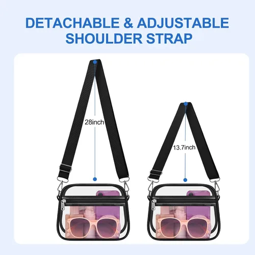 Vista 4 de COK Bolsa transparente para eventos de estadio, bolsas cruzadas para mujeres y hombres, bolso transparente para conciertos y festivales