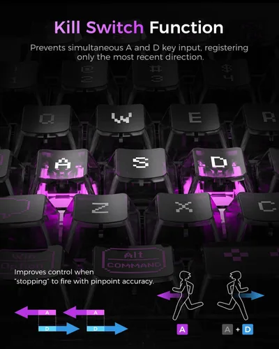 Vista 6 de GravaStar Mercury V75 Lite - Teclado para juegos negro transparente con mouse para juegos M2 transparente