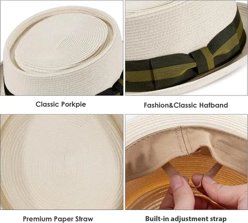 Vista 3 de Sombreros de verano para hombres y mujeres con banda de grogrén