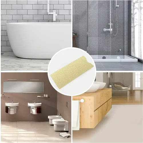 Vista 7 de Tapete de bañera antideslizante de PVC suave con drenaje para bañera de 40 x 16 pulgadas (beige amarillo)